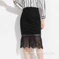 Hollow Out Half-length Skirt with Buttock-wrapped Pure Lace